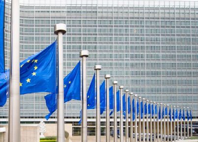 Berlaymont _ Outside view with EU flags