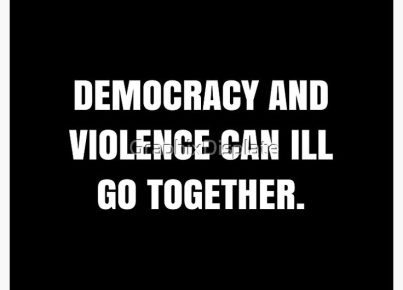 _Democracy and violence can ill go together_ - Mahatma Gandhi Quote - QWOB Poster Graphix_ Poster for Sale by GraphixDisplate